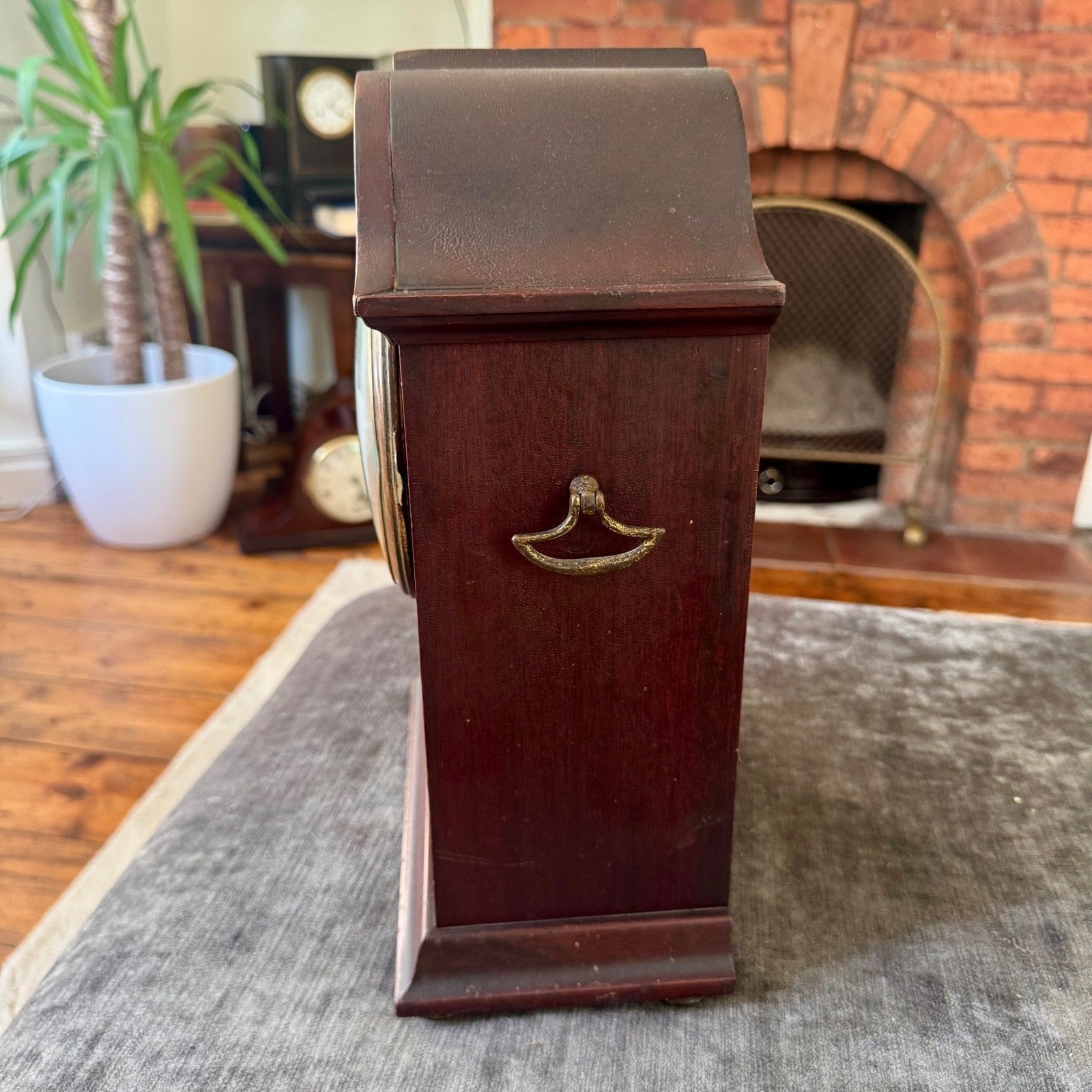 PHS German Mahogany Mantel Clock Fully Serviced Gong Strike c1930 - Mahn and Co Clock Repairs