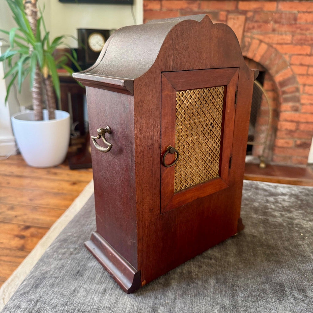 PHS German Mahogany Mantel Clock Fully Serviced Gong Strike c1930 - Mahn and Co Clock Repairs