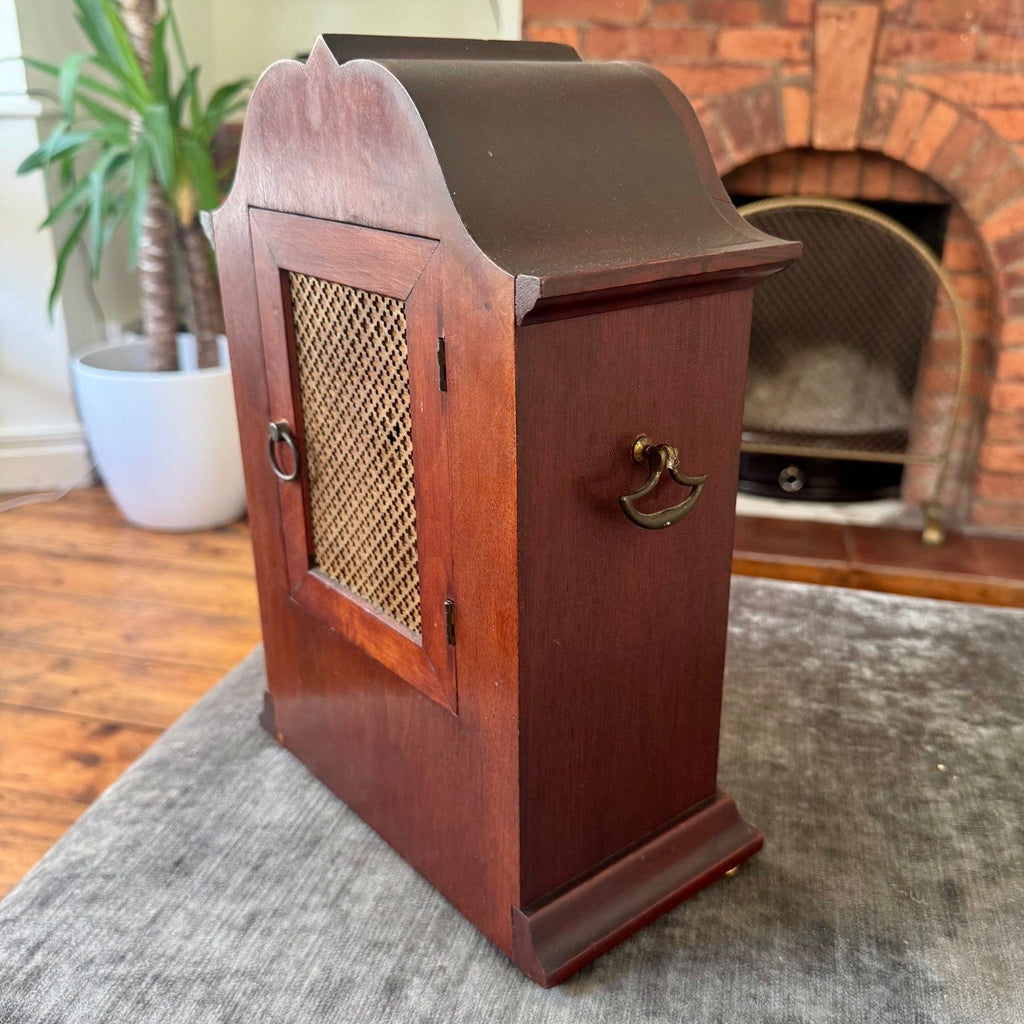 PHS German Mahogany Mantel Clock Fully Serviced Gong Strike c1930 - Mahn and Co Clock Repairs