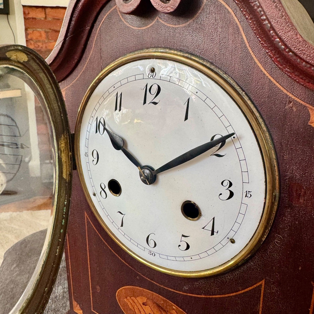 PHS German Mahogany Mantel Clock Fully Serviced Gong Strike c1930 - Mahn and Co Clock Repairs