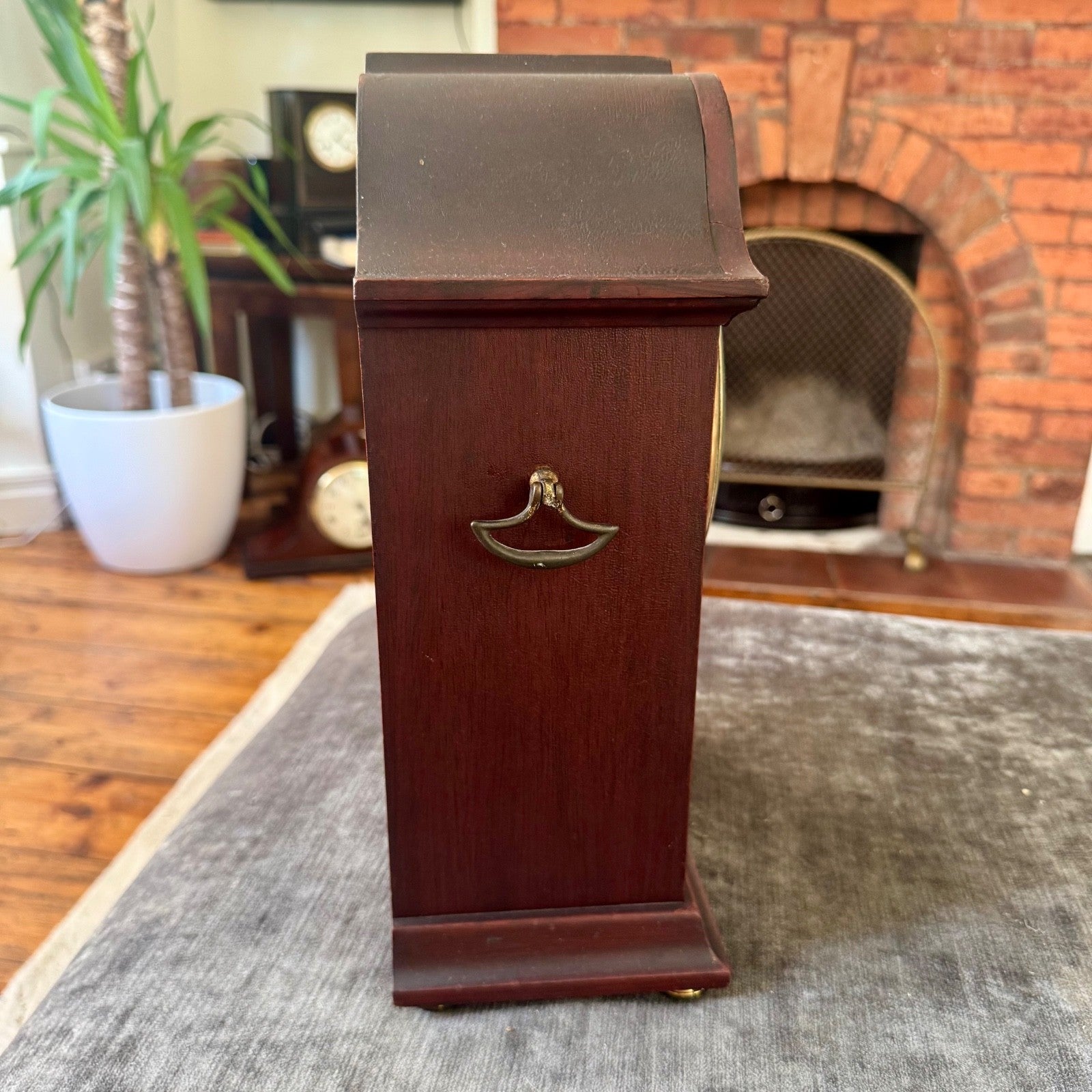 PHS German Mahogany Mantel Clock Fully Serviced Gong Strike c1930 - Mahn and Co Clock Repairs