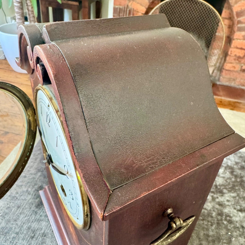 PHS German Mahogany Mantel Clock Fully Serviced Gong Strike c1930 - Mahn and Co Clock Repairs