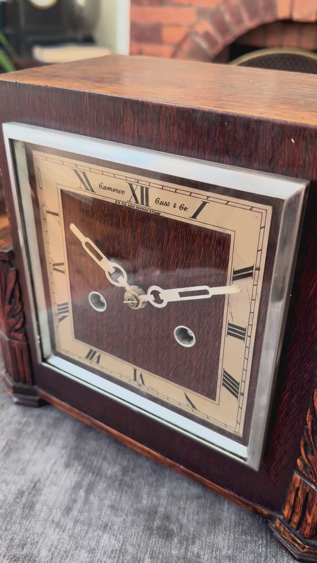 Camerer Cuss & Co Arr Deco Oak Mantel Clock