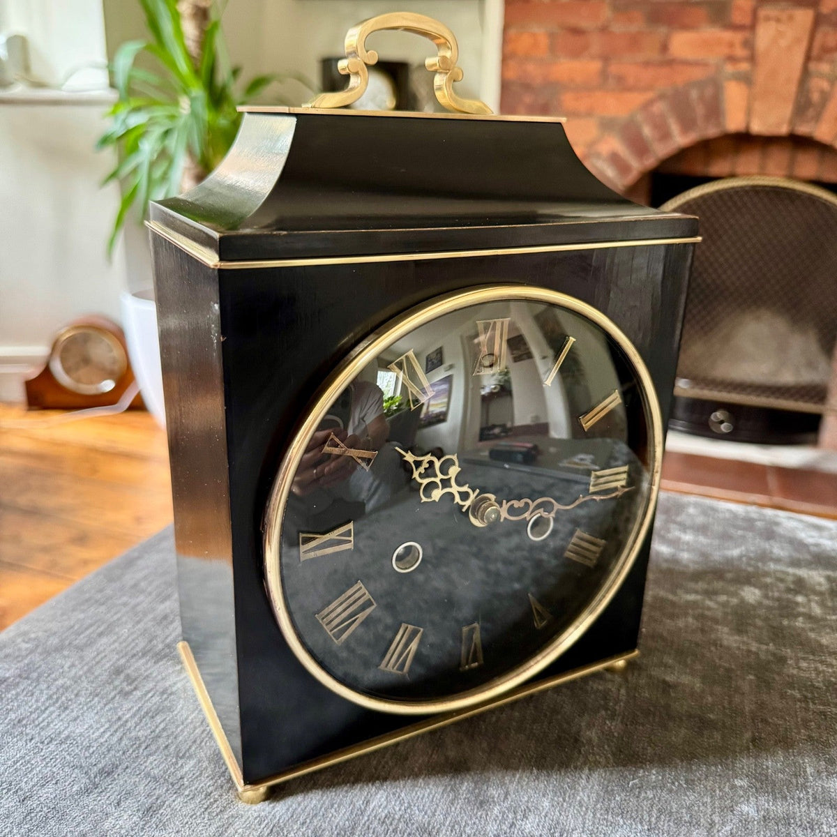 Smiths Black Ebonised 8 Day Gong Striking Mantel Clock Vintage Serviced Working - Mahn and Co Clock Repairs