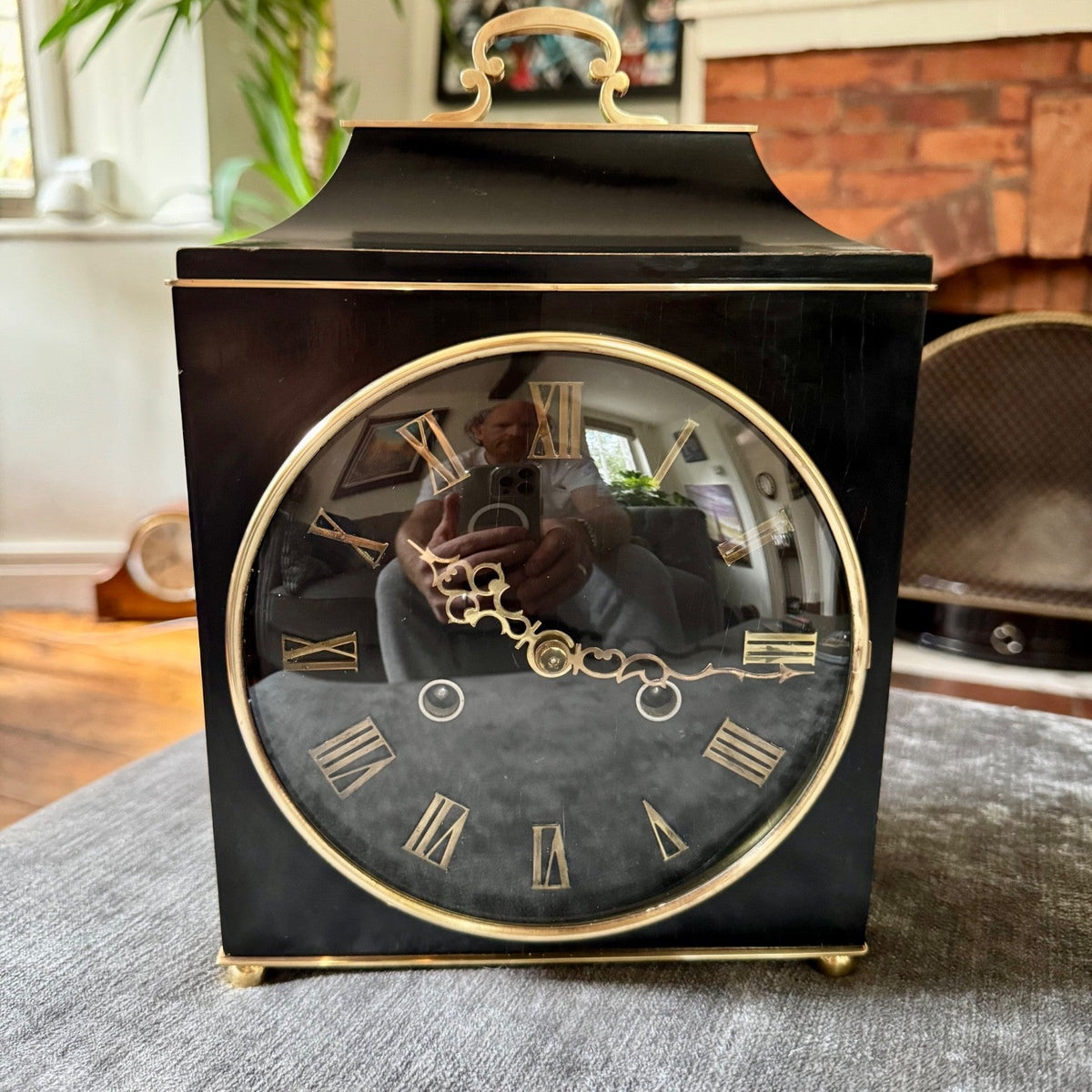 Smiths Black Ebonised 8 Day Gong Striking Mantel Clock Vintage Serviced Working - Mahn and Co Clock Repairs