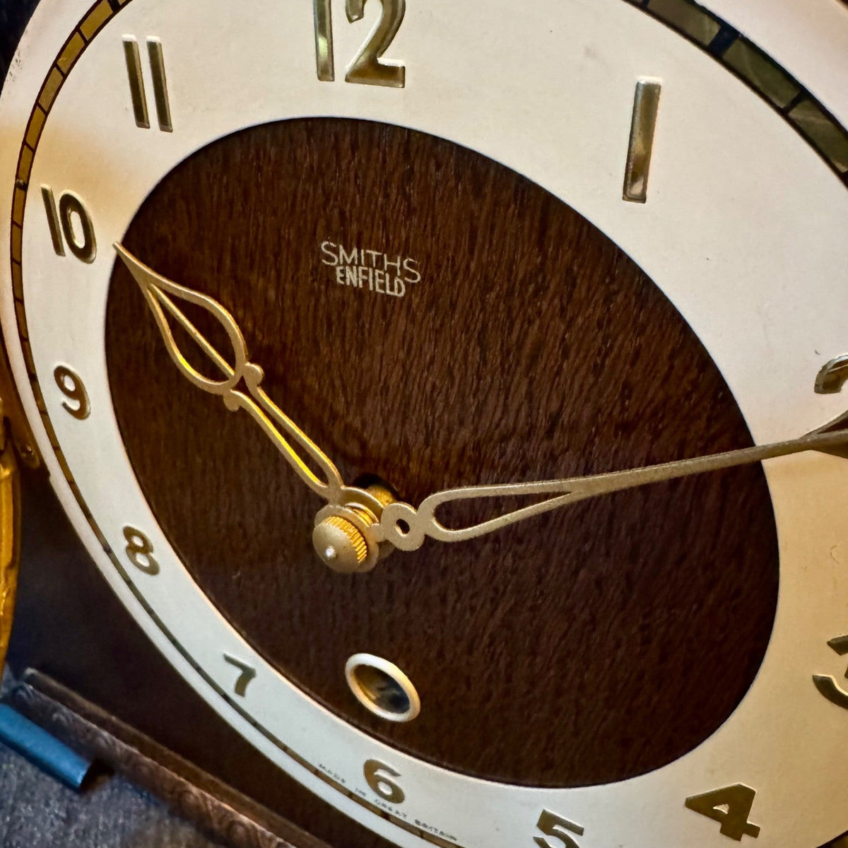 Smiths Enfield Battersea Mantel Clock 1950s Oak Serviced Mechanical Pendulum - Mahn and Co Clock Repairs