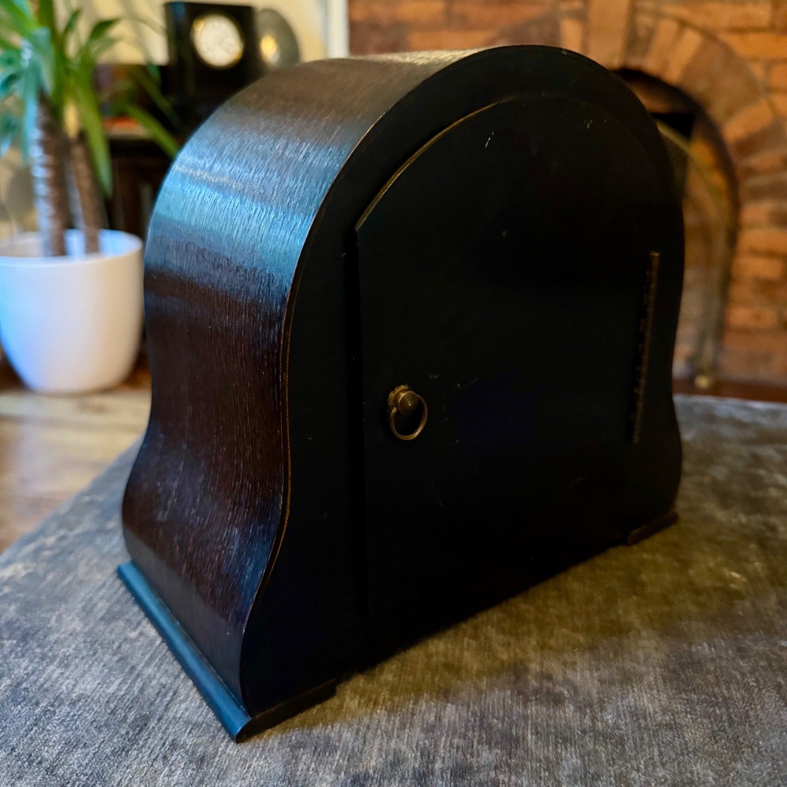 Smiths Enfield Battersea Mantel Clock 1950s Oak Serviced Mechanical Pendulum - Mahn and Co Clock Repairs