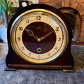 Smiths Enfield Battersea Mantel Clock 1950s Oak Serviced Mechanical Pendulum - Mahn and Co Clock Repairs