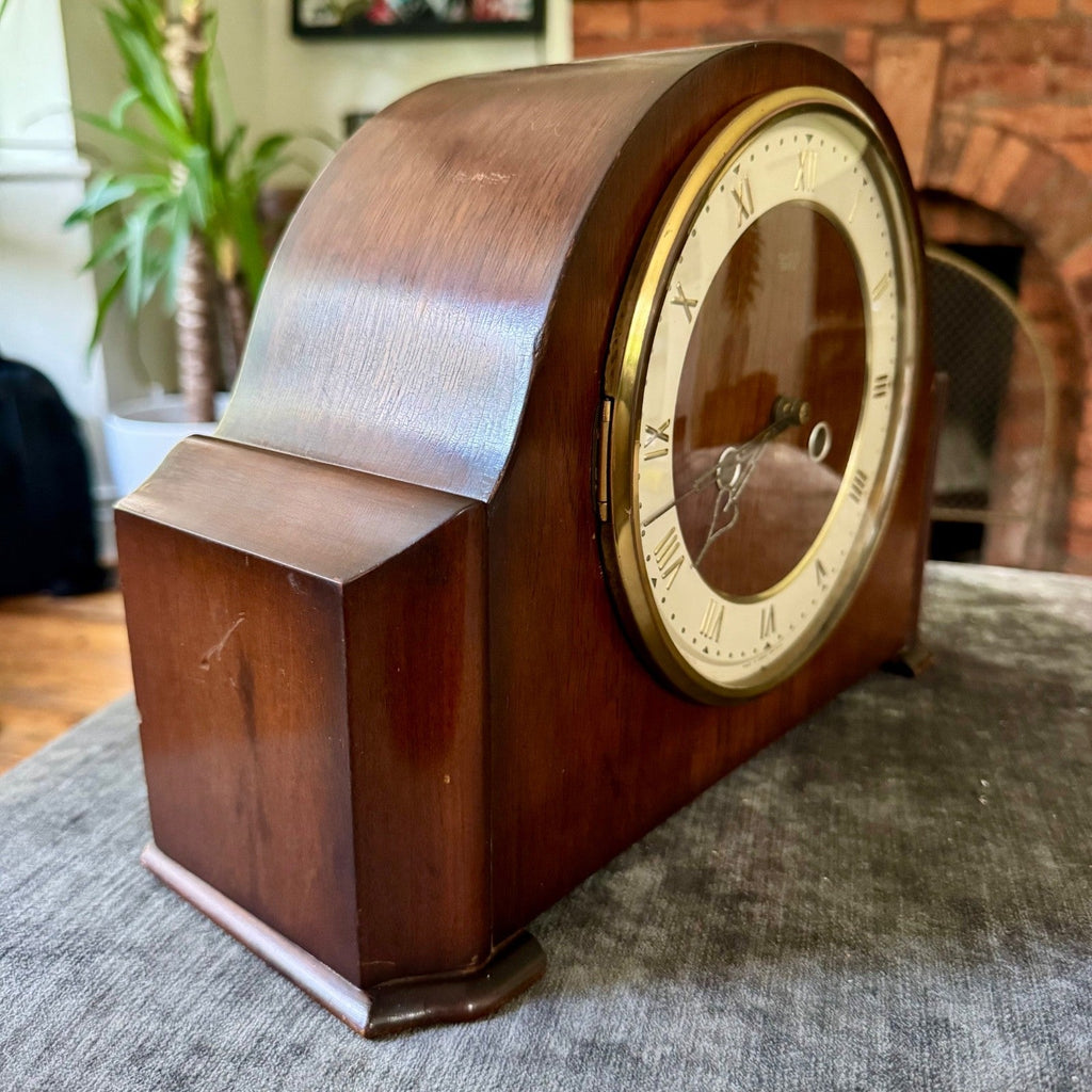 Smiths Enfield Mantel Clock 1955 Fully Serviced Vintage Walnut Gong Strike Worki - Mahn and Co Clock Repairs