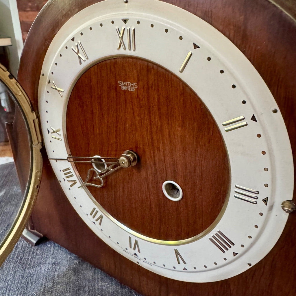 Smiths Enfield Mantel Clock 1955 Fully Serviced Vintage Walnut Gong Strike Worki - Mahn and Co Clock Repairs