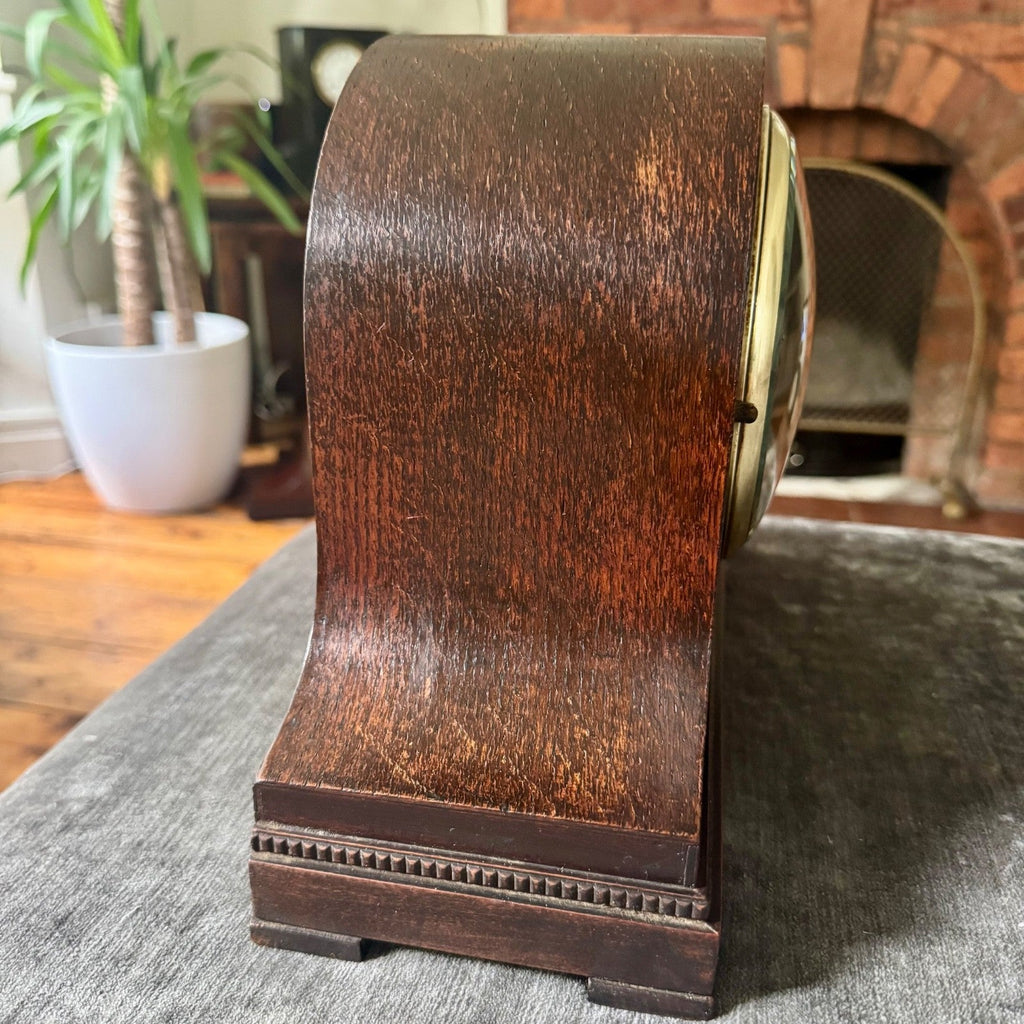 Vintage Empire Oak Mantel Clock Fully Serviced Gong Strike C1940s Made in En - Mahn and Co Clock Repairs