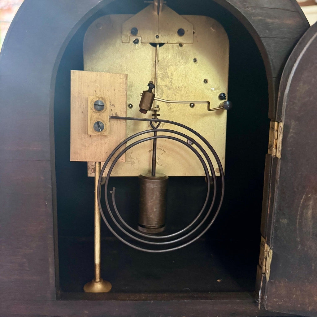 Vintage Empire Oak Mantel Clock Fully Serviced Gong Strike C1940s Made in En - Mahn and Co Clock Repairs