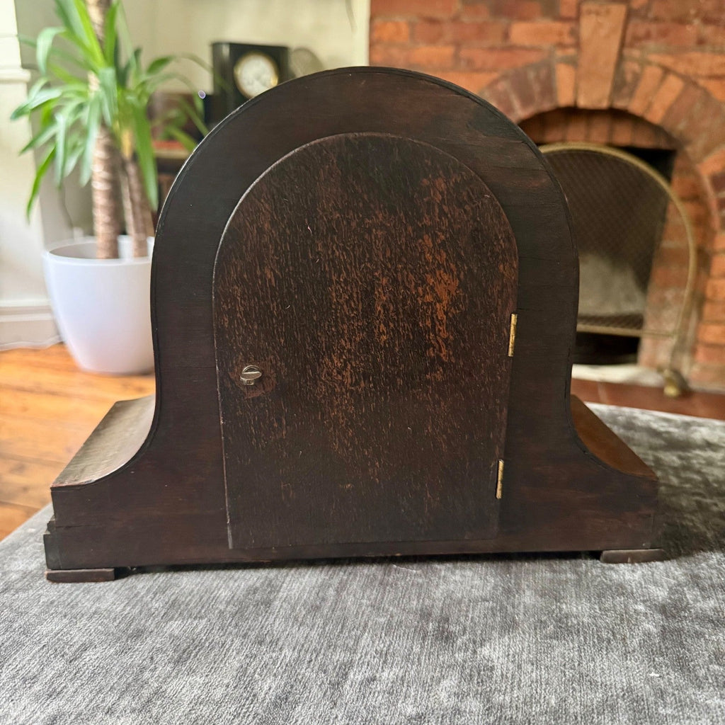 Vintage Empire Oak Mantel Clock Fully Serviced Gong Strike C1940s Made in En - Mahn and Co Clock Repairs