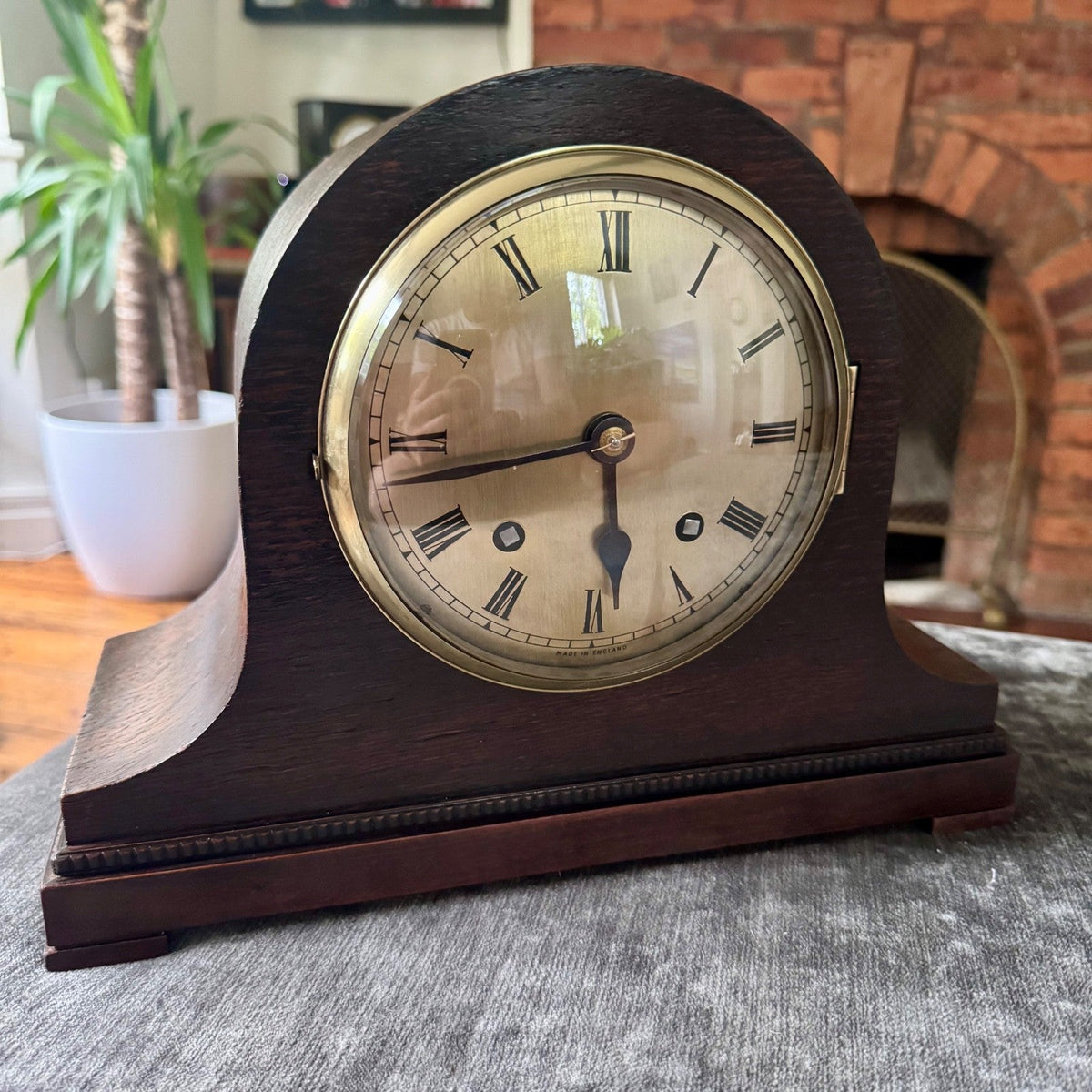 Vintage Empire Oak Mantel Clock Fully Serviced Gong Strike C1940s Made in En - Mahn and Co Clock Repairs
