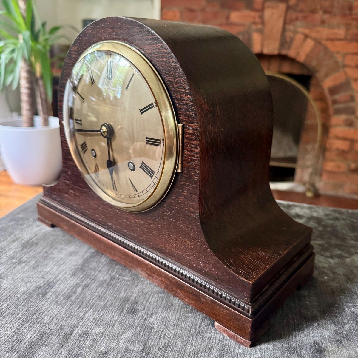 Vintage Empire Oak Mantel Clock Fully Serviced Gong Strike C1940s Made in En - Mahn and Co Clock Repairs