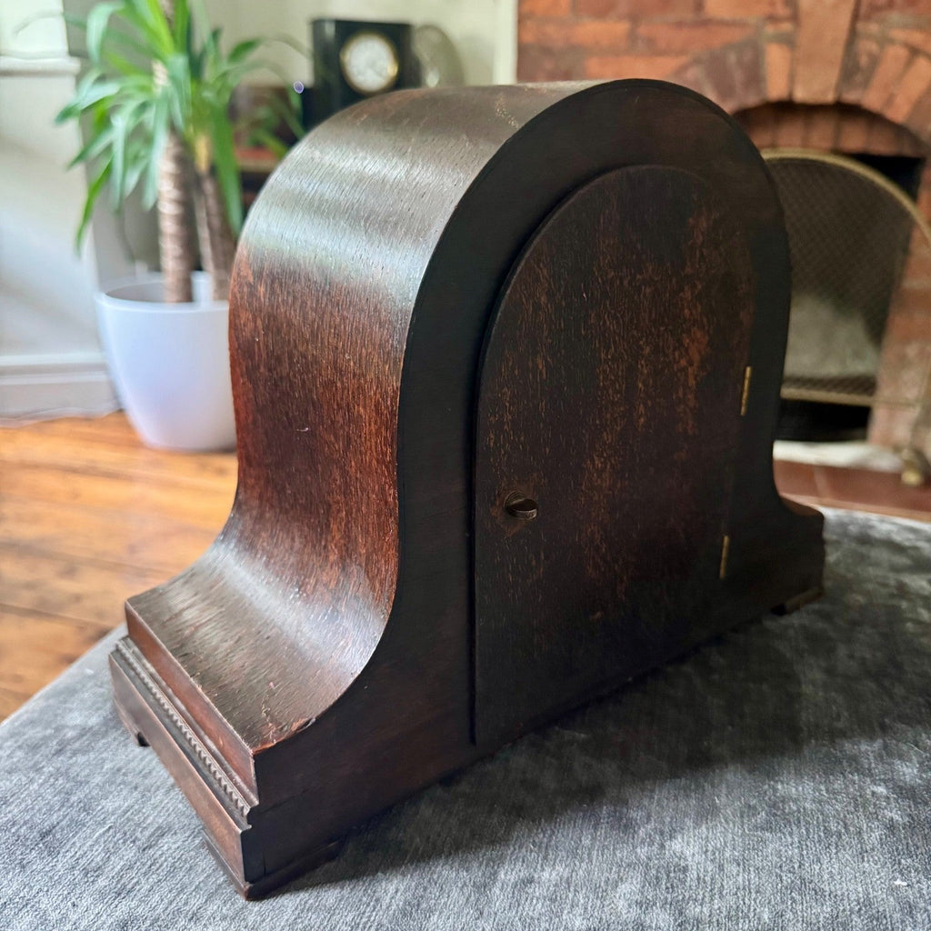 Vintage Empire Oak Mantel Clock Fully Serviced Gong Strike C1940s Made in En - Mahn and Co Clock Repairs