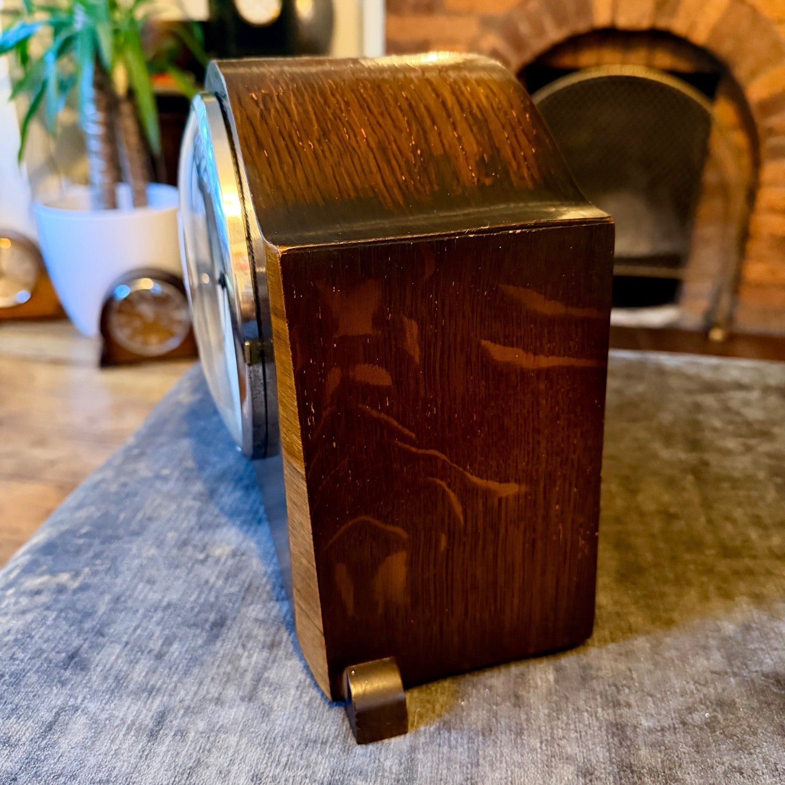 Vintage Enfield Oak Mantel Clock Gong Strike Art Deco English Working - Mahn and Co Clock Repairs