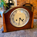 Vintage Enfield Oak Mantel Clock Gong Strike Art Deco English Working - Mahn and Co Clock Repairs