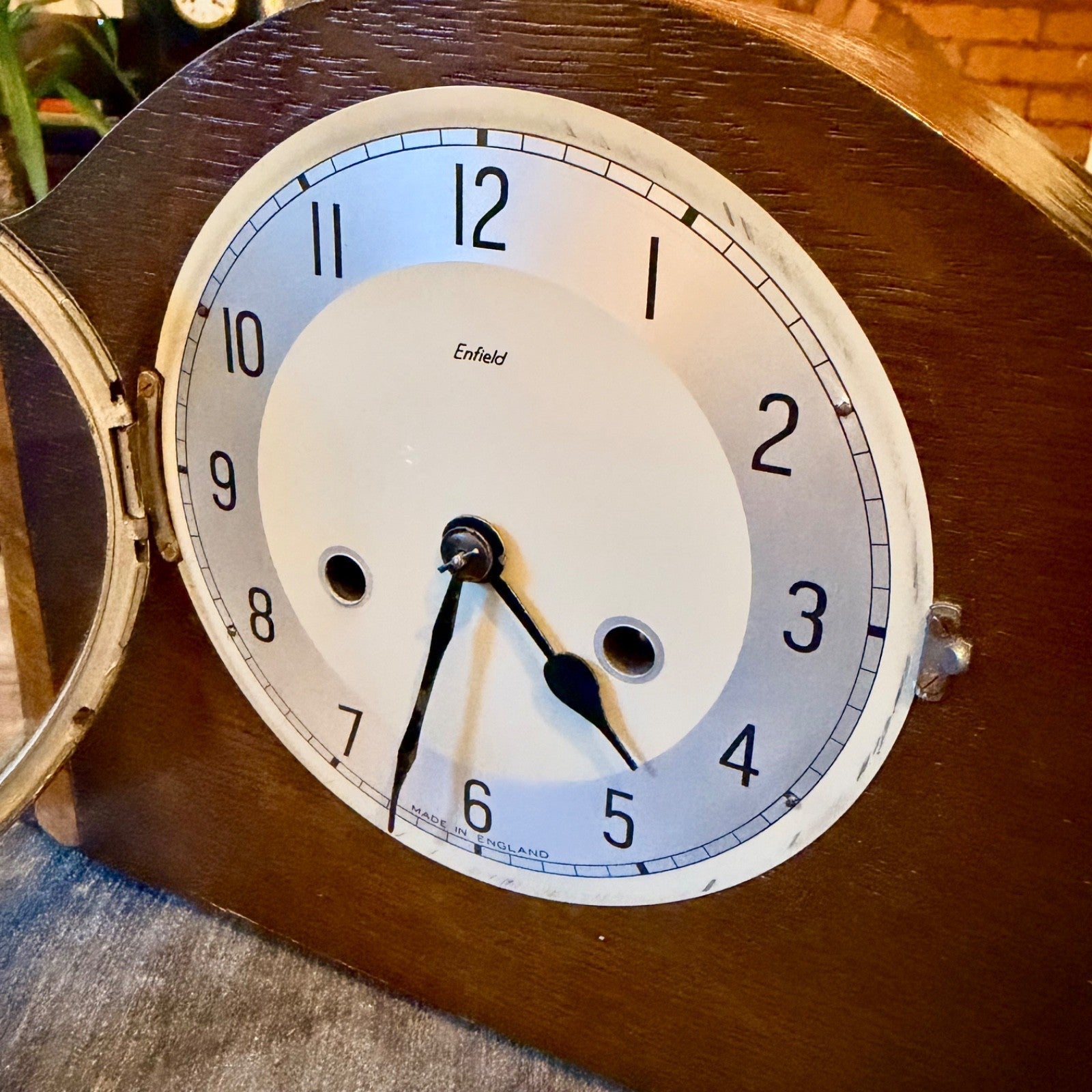 Vintage Enfield Oak Mantel Clock Gong Strike Art Deco English Working - Mahn and Co Clock Repairs